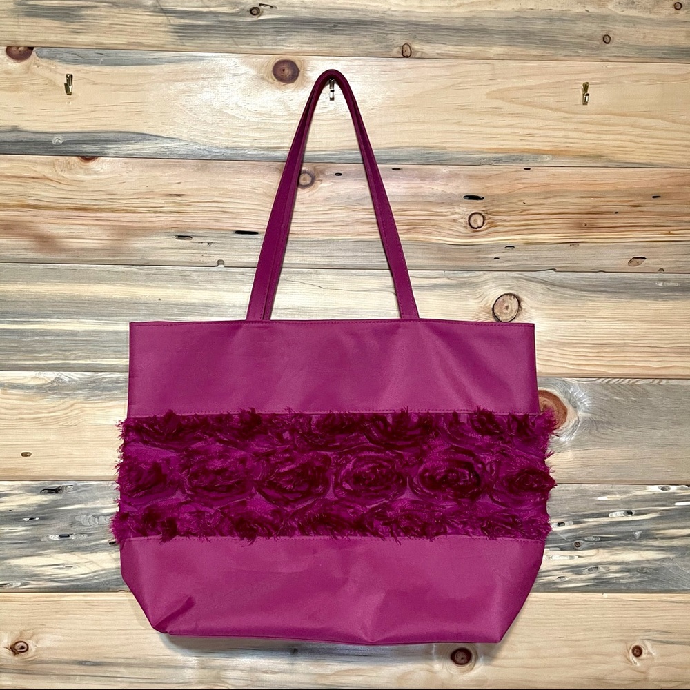 Floral, Ruffled Magenta Tote